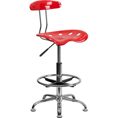 Flash Furniture Height Adjustable Drafting Stool with Chrome Base