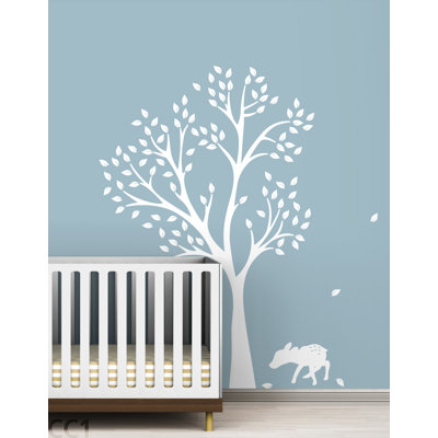 LittleLion Studio Monochromatic Fawn Tree Wall Decal