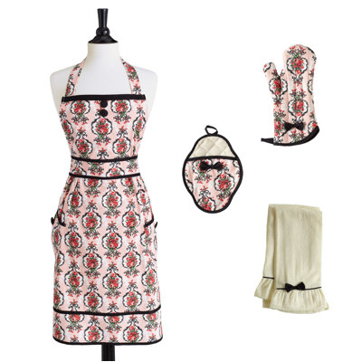 Jessie Steele Baroque Bow Floral Scalloped Pot Mitt
