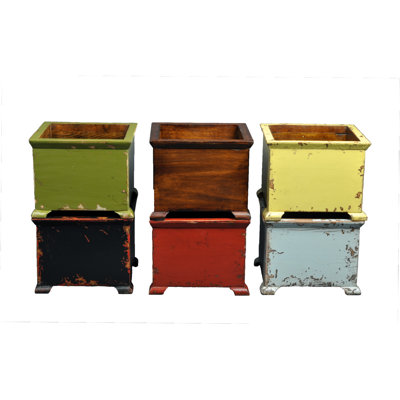 Antique Revival French Square Planter with Wooden Legs
