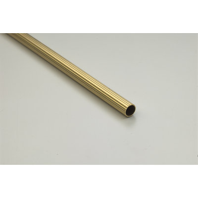 Zoroufy 28.5" Heritage Fluted Tubular Stair Rod Set Regular Brackets Acorn Finial in Polished Brass