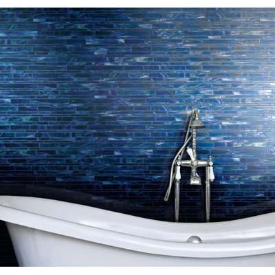 Marazzi Catwalk 12" x 12" Random Glass Mosaic in Blue Ballet