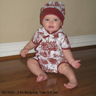 Baby Milano Baby Beanie Hat in Toile Burgundy