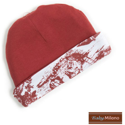 Baby Milano Baby Beanie Hat in Toile Burgundy