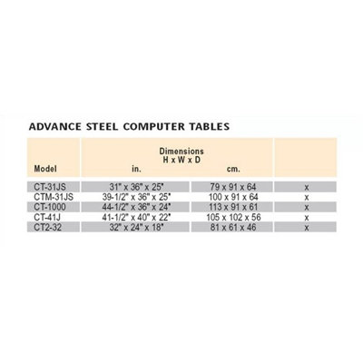 Da-Lite CTM-31JS Steel Computer Table
