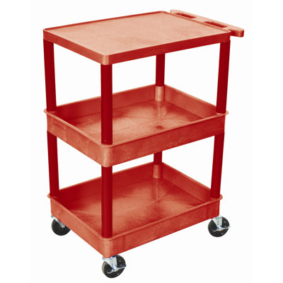Luxor Top Flat Shelf and Middle/Bottom Tub Shelf Utility Cart