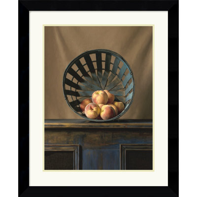 Amanti Art White Peaches by Ken Marlow Framed Fine Art Print - 29.62" x 24.12"