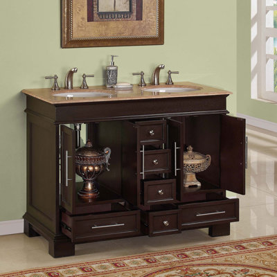 Silkroad Exclusive Sally 48" Double Sink Bathroom Vanity Cabinet