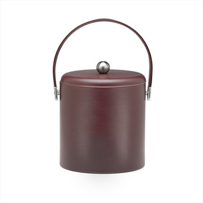 Soho 3 Qt Leatherette Ice Bucket with Chrome Lid in Claret