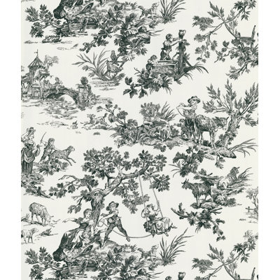 Brewster Home Fashions Ink Toile Wallpaper