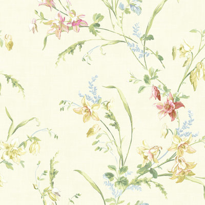 Willow Cottage Lily Trail Wallpaper in Egg-Shell White