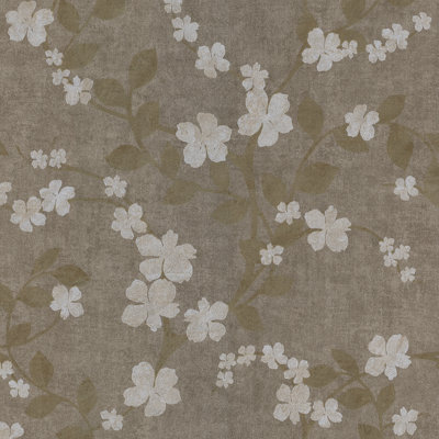 Salon Floral Trail Wallpaper in Champagne Silver