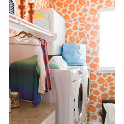 Brewster Home Fashions Echo Design Flirty Floral Wallpaper in Orange