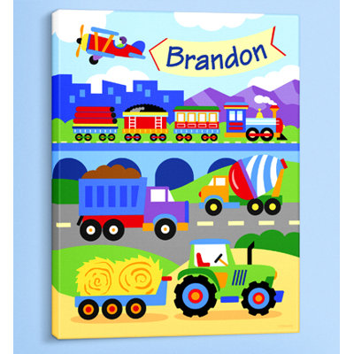 Trains, Planes and Trucks Personalized Canvas Art