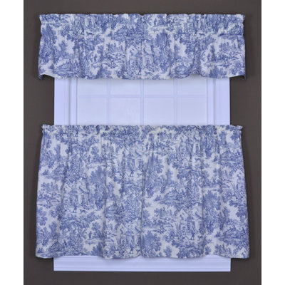 Ellis Curtain Victoria Park Toile Tailored Tier Curtains in Blue