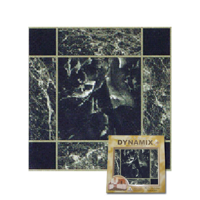 Home Dynamix Vinyl Dark Green and Gold Trim Square Marble Floor Tile (Set of 20)