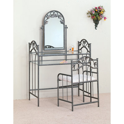 Wildon Home &reg; Cave Creek Vanity Set with Stool in Nickel Bronze