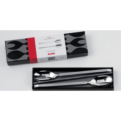 Alessi Dry 2 Piece Salad Set in Mirror with Satin Handles by Achille Castiglioni