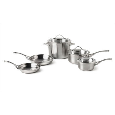 Contemporary 3-Ply Stainless Steel 8-Piece Cookware Set