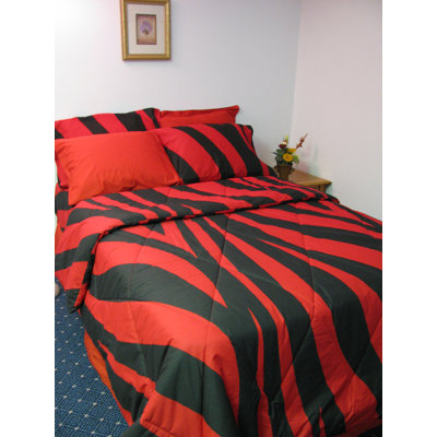 10-Piece Twin XL-Size Dorm Room in a Box in Black / Red Stripe