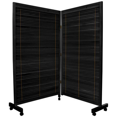 Oriental Furniture Wooden Shutter Folding Room Divider
