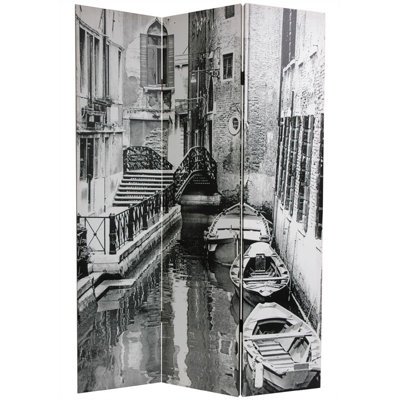 Oriental Furniture Double Sided Scenes of Venice Canvas Room Divider