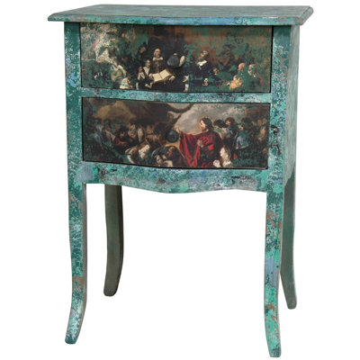 Distressed Gathering 2 Drawer Nightstand by Oriental Furniture -image