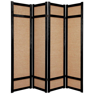 Oriental Furniture 72" Jute Shoji Screen in Black