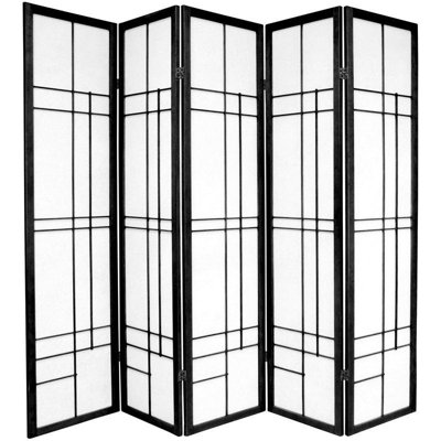 Oriental Furniture 72" Eudes Decorative Paned Room Divider in Black