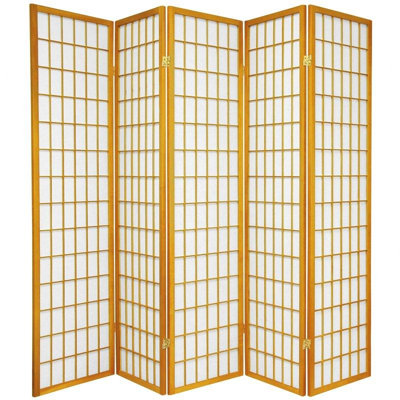 Oriental Furniture Double Sided Window Pane Room Divider in Honey