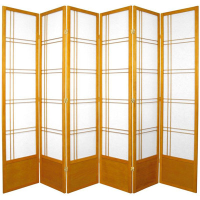 Oriental Furniture 78" Double Cross Design Room Divider in Honey