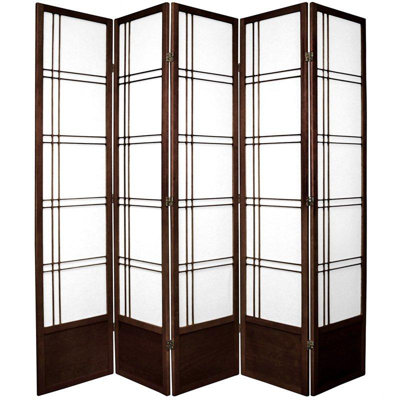 Oriental Furniture 6.5 Feet Tall Double Cross Shoji Screen in Walnut