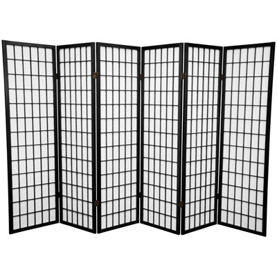 Oriental Furniture 5 Feet Tall Window Pane Shoji Screen in Black