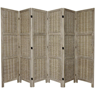 Oriental Furniture 6 Feet Tall Bamboo Matchstick Woven Room Divider in Burnt Grey