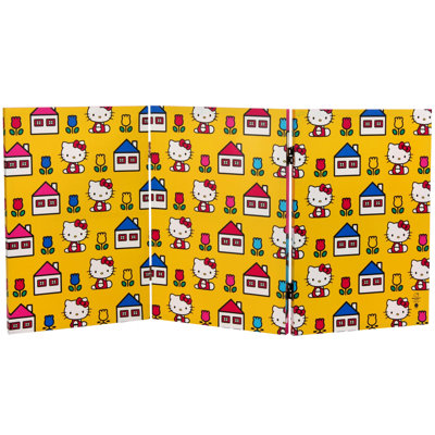Oriental Furniture Tall Double Sided Hello Kitty Vanity Canvas Room Divider