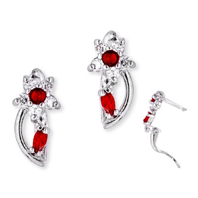 CZ Collections Stem Flower Gemstone Diamond (.925) Sterling Silver Earrings