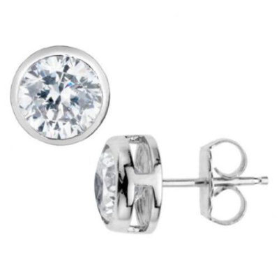 CZ Collections Clear 4 CT TW Bezel Set Earrings Studs