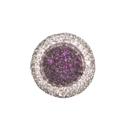 Ruby Round Rhodium Plated (.925) Sterling Silver Pendant