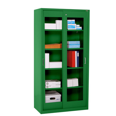 Sandusky Cabinets Clearview Tall Storage Cabinet with Sliding Clear Doors