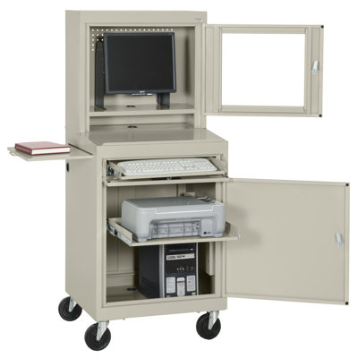 Sandusky Cabinets Mobile Computer Security Workstation with Slide-Out Shelf