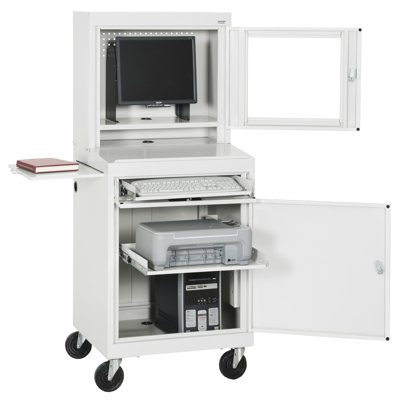 Sandusky Cabinets Mobile Computer Security Workstation with Slide-Out Shelf