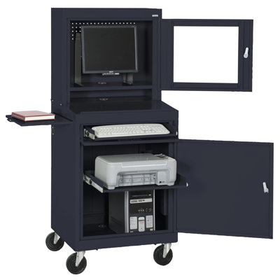 Sandusky Cabinets Mobile Computer Security Workstation with Slide-Out Shelf