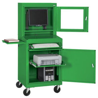 Sandusky Cabinets Mobile Computer Security Workstation with Slide-Out Shelf