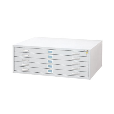 Safco Products Company 42" W Five-Drawer Steel Flat File with Optional Open Base