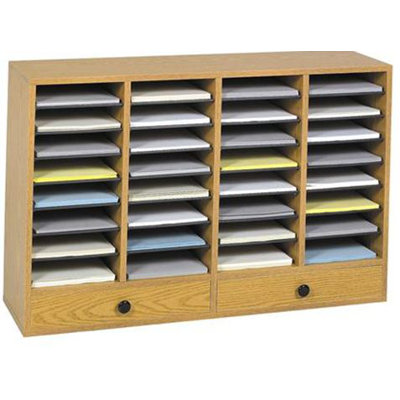 Safco Products Company Large Wood Adjustable-Compartment Literature Organizer with Drawers