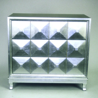 Modern Silver Reflective 3 Drawer Dresser by Wayborn -image