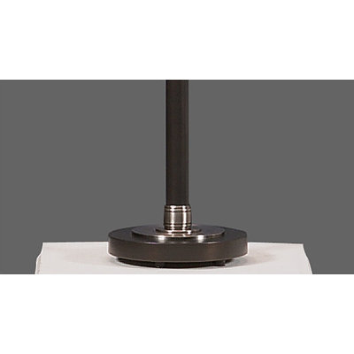 Robert Abbey Bruno Table Lamp in Leaded Bronze with Grey Taupe Fabric Stretch Shade