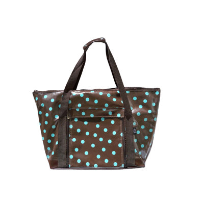 Polka Dot Picnic Tote in Brown and Turquoise