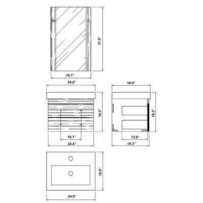 Bellaterra Home Pickering 24.25" Single Vanity Set
