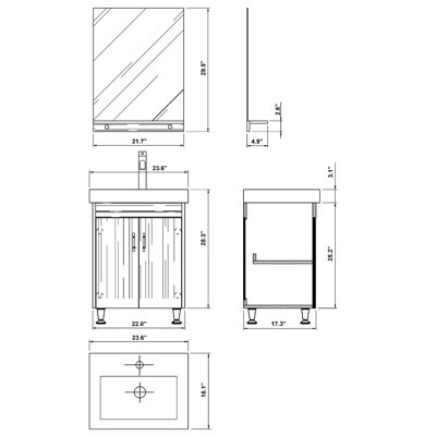 Bellaterra Home Graham 22.8" Single Vanity Set